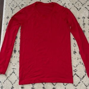 Red Lululemon size 6 long sleeved swiftly Shirt